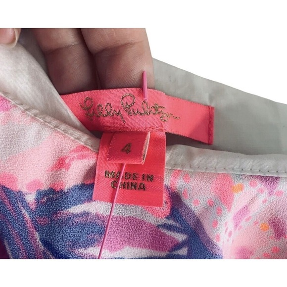 Lilly Pulitzer Kipton Romper Womens Size 4 Pink Isle Snappy Turtle NWT $218 - Picture 7 of 13
